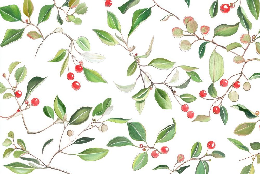 Holly illustration botanical pattern.