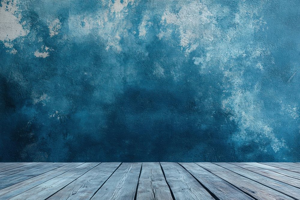 Blue wall background wood interior texture.