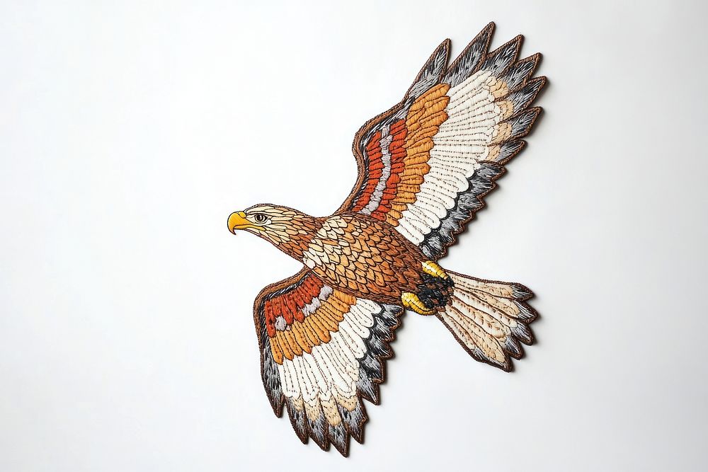 A eagle in embroidery style bird embroidered decorative.