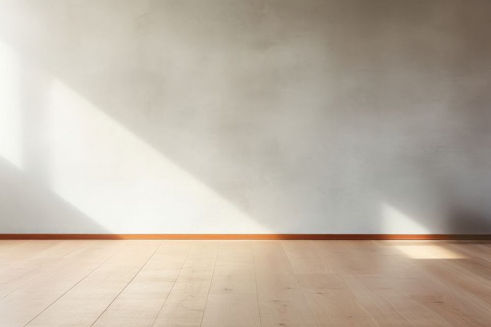 Empty soft gray wall minimalist flooring wooden.