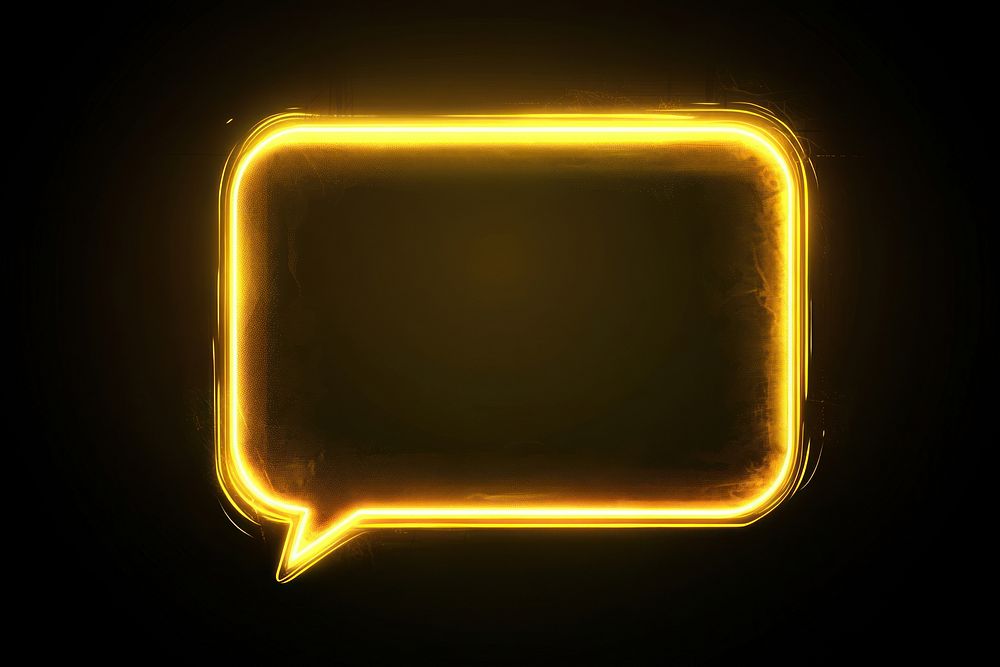 Yellow neon speech bubble background light dark.