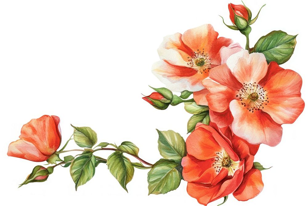 Beautiful floral corner flowers art illustration.