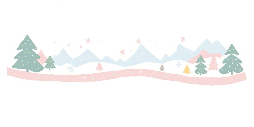 Memphis ribbon winter garland snow illustration landscape.