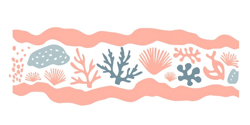 Memphis ribbon coral reef garland illustration painting nature.