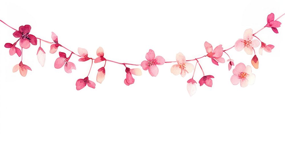 Memphis sakura spring garland illustration flowers floral.