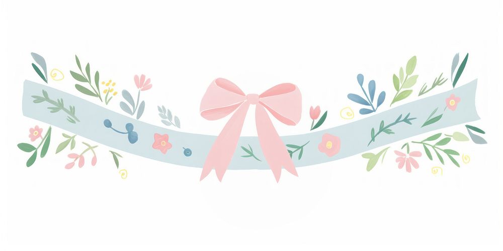 Memphis ribbon wedding garland illustration flowers floral.