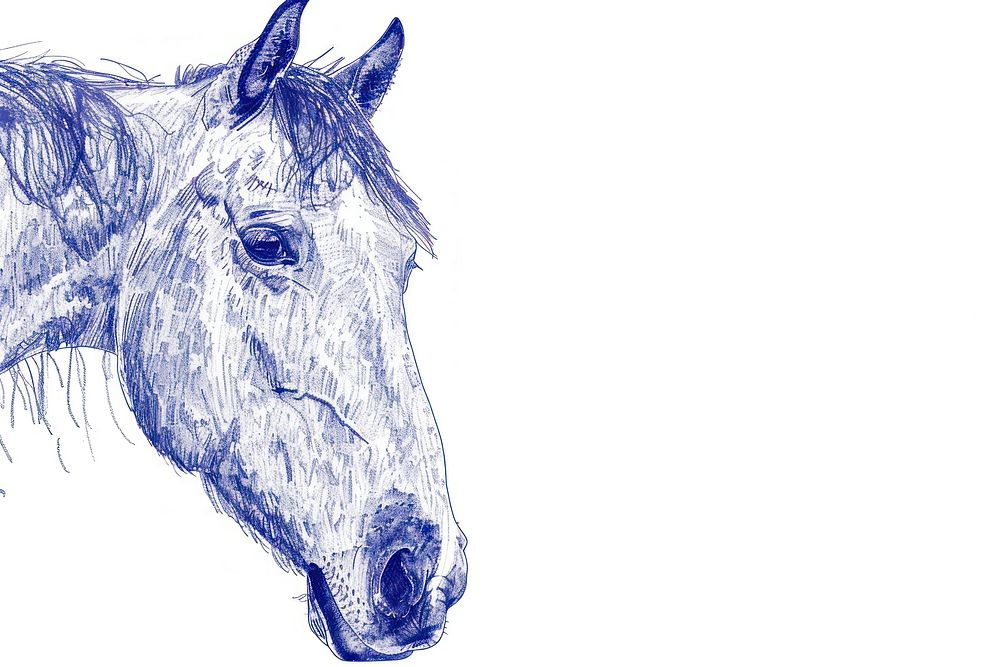 Vintage drawing horse sketch animal blue.