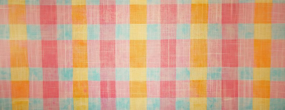 Pink yellow orange checkered texture background pattern.