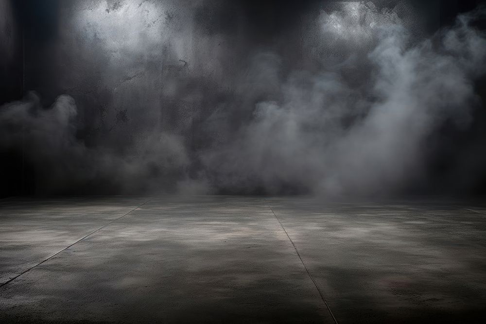 Black concrete floor background smoke empty.