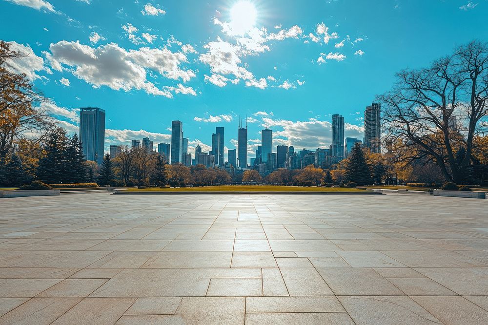 City skyline park architecture cityscape.