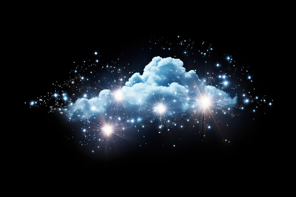 Cloud with a sparkle night sky illustration.