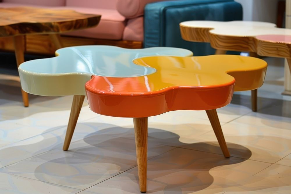 Coffee table furniture colorful wood.