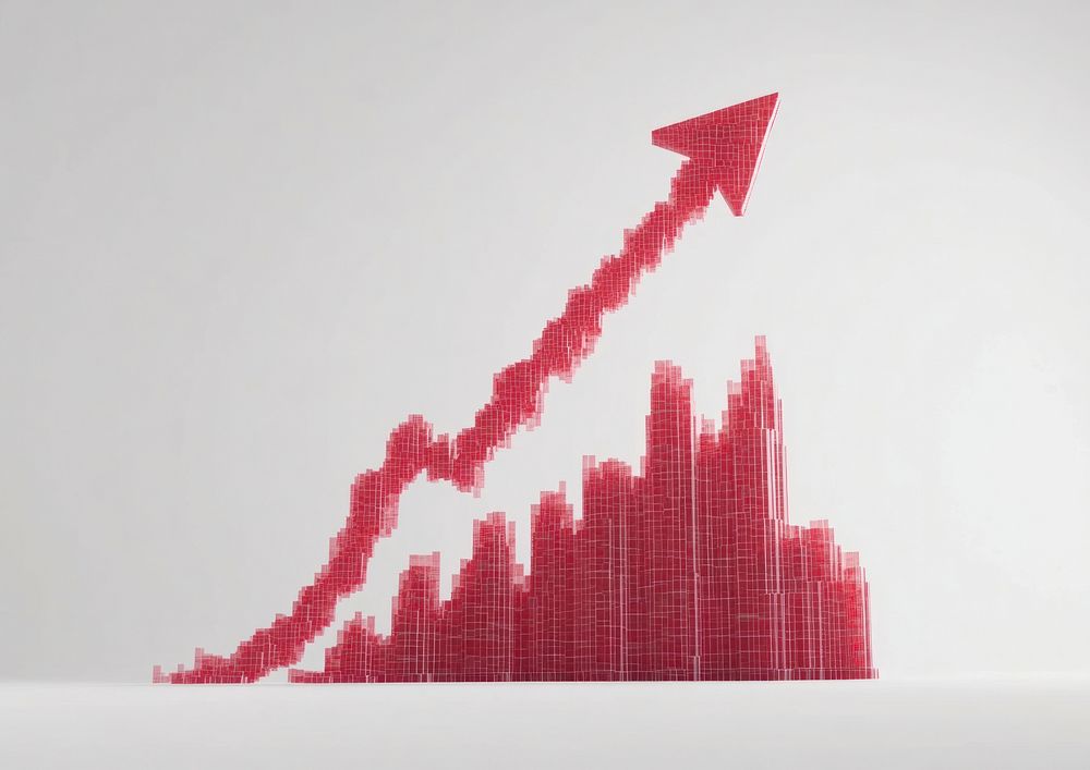 Red arrow going up chart upward growth.