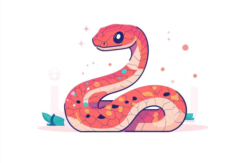 Chinese zodiac snake illustration colorful cartoon.