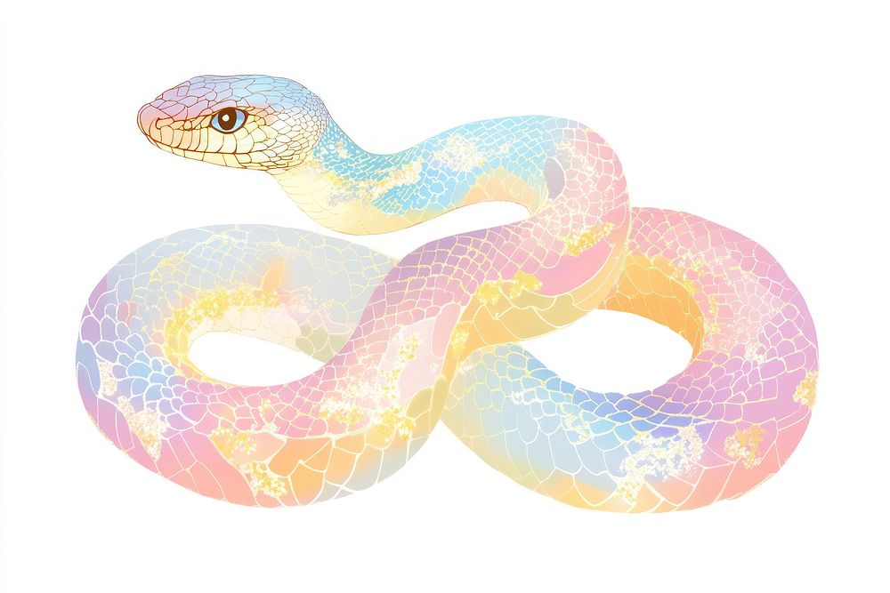 Chinese snake illustration reptile pastel.