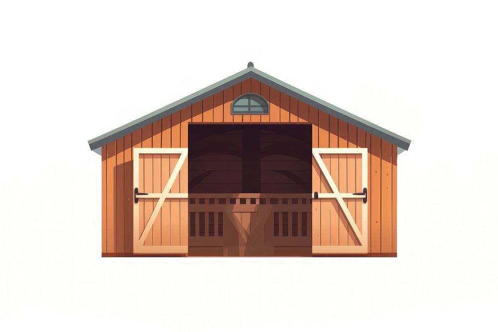 Horse stable architecture illustration building.