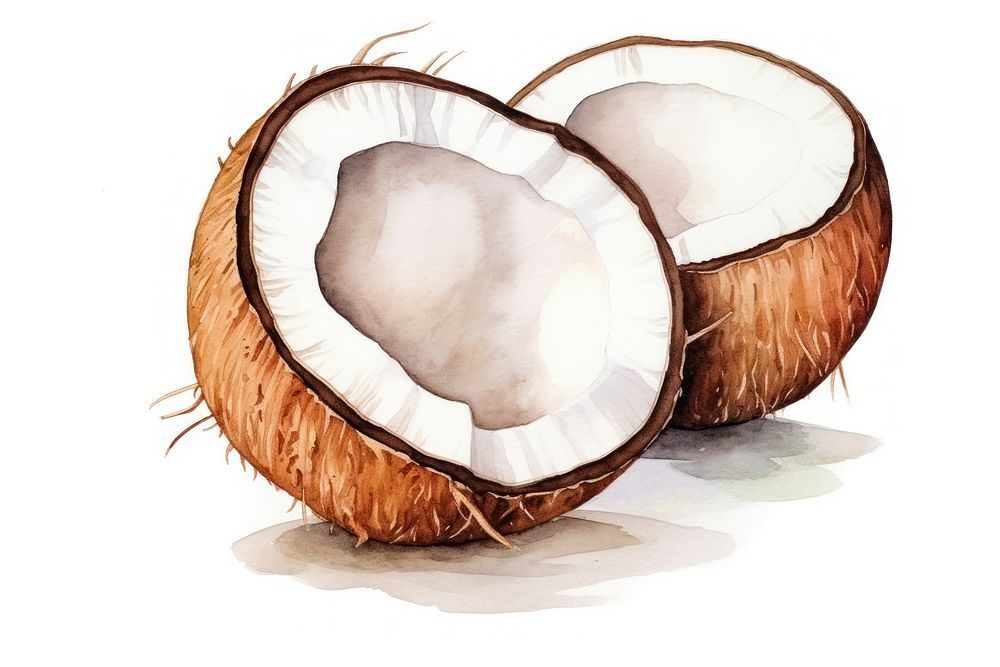 Coconut illustration watercolor fruit.