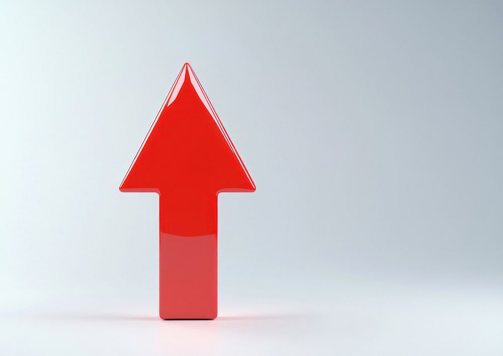 Red arrow going up symbol upward illustration.