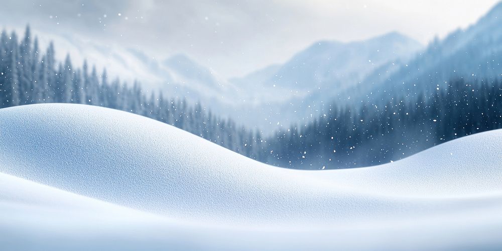 Close up snowy hills landscape scenery nature.