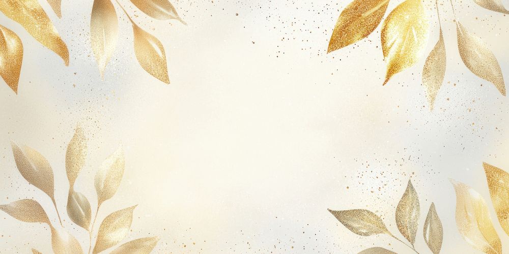 Gold leaf glitter frame background texture pattern.