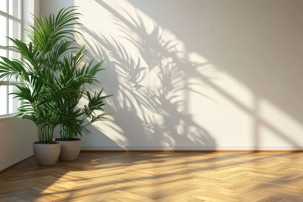 Room interior plants floor wooden.