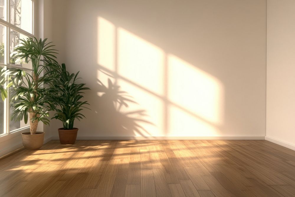 Empty room interior floor plant wood.