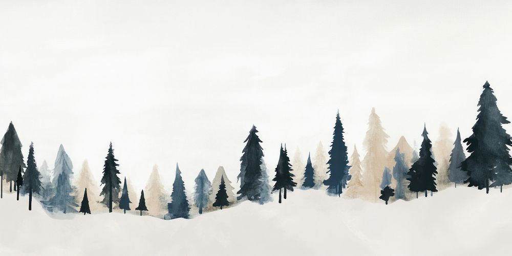 Snow forest border background landscape scenery.