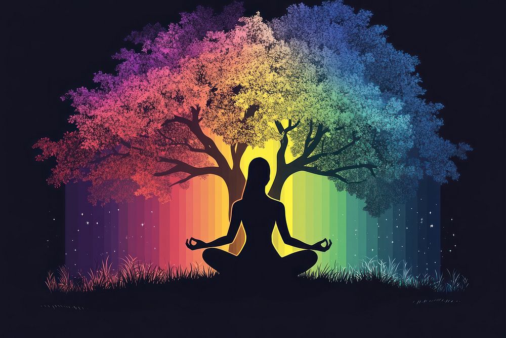 Meditation chakra tree illustration meditation.