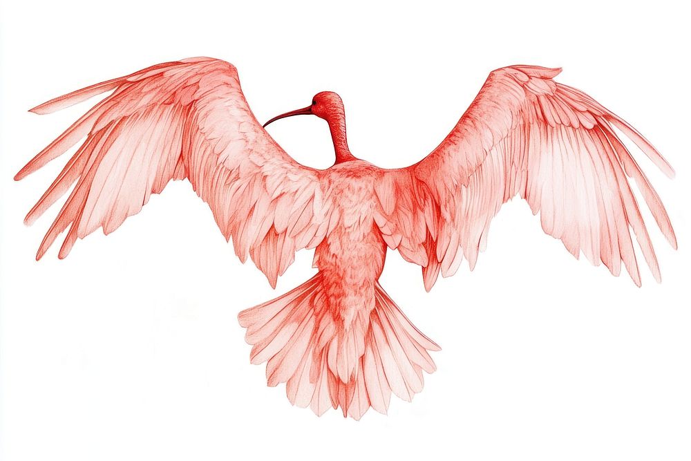 Ibis spreading wings illustration bird red.