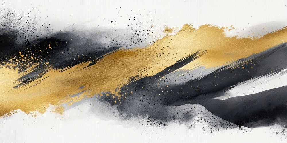 A Collection of Watercolor Brush Strokes 2 abstract black gold.