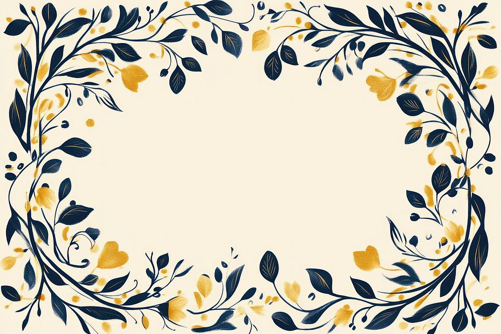 Vintage floral ornament frame border graphics pattern art.