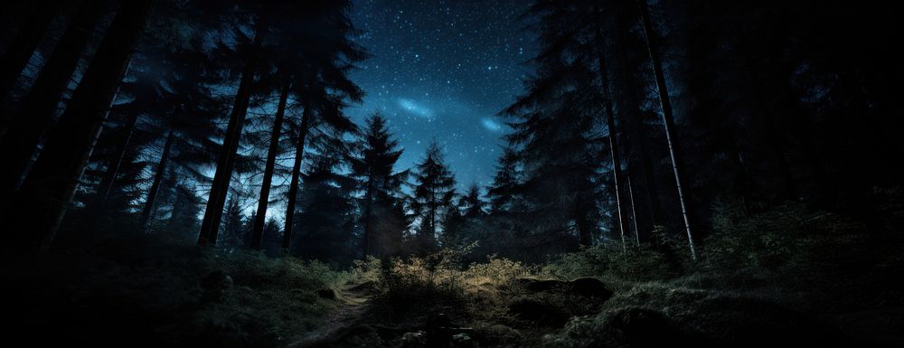 Night sky in the wood landscape scenery nature.