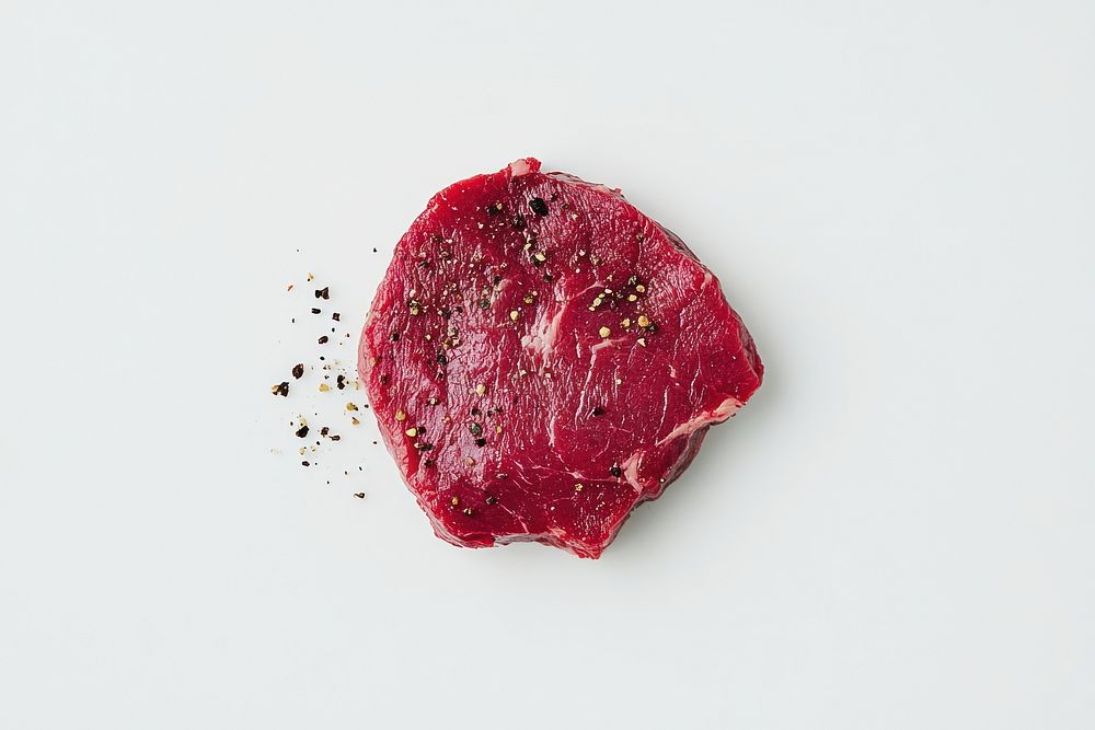 A raw beef steak ingredient food meat.