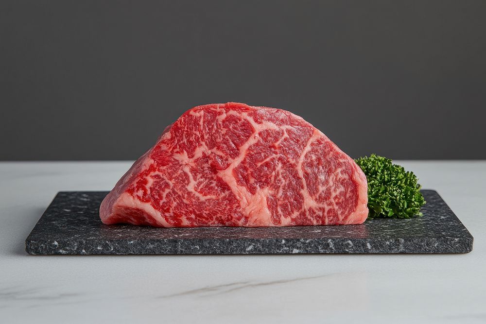 An isolated raw beef steak food photography meat.