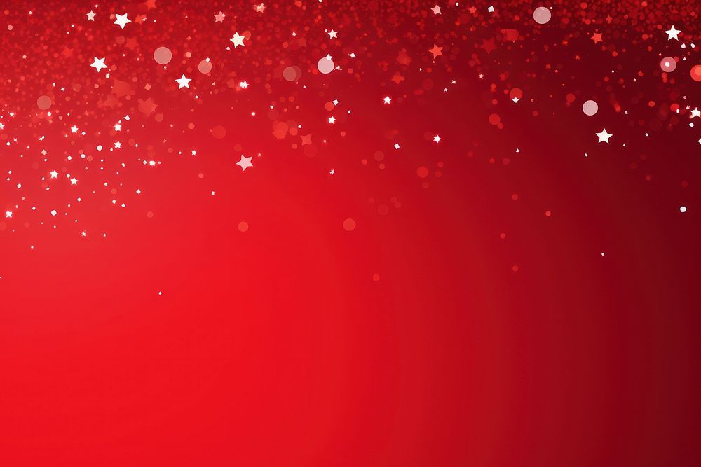 Glitter and glowing stars background decoration red.