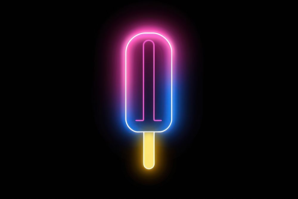 Ice pop neon sign illustration.