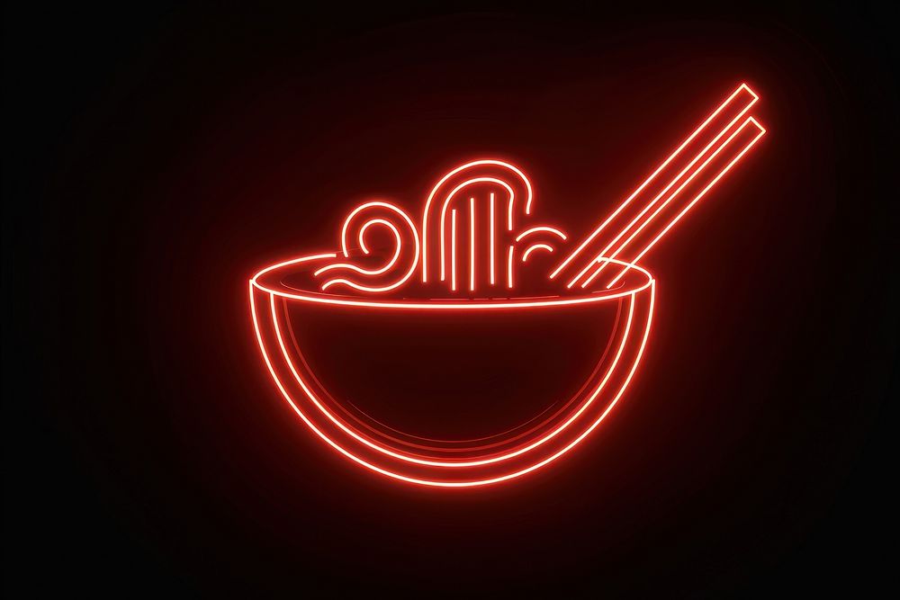 Ramen neon lines food.