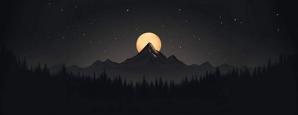 Mountain and moon nature night dark.