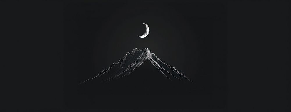 Mountain and moon minimalist night dark.