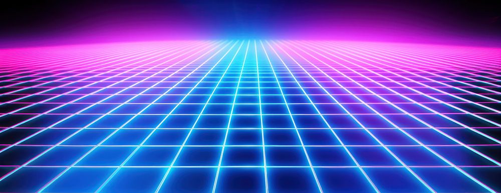 Retro neon grid futuristic.