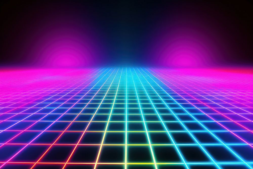 Retro neon grid futuristic.