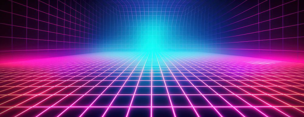 Background retro neon grid.