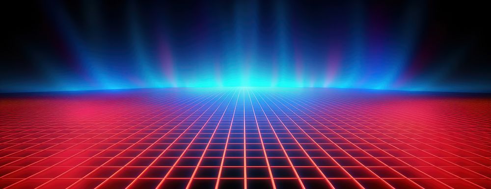 Background retro neon grid.