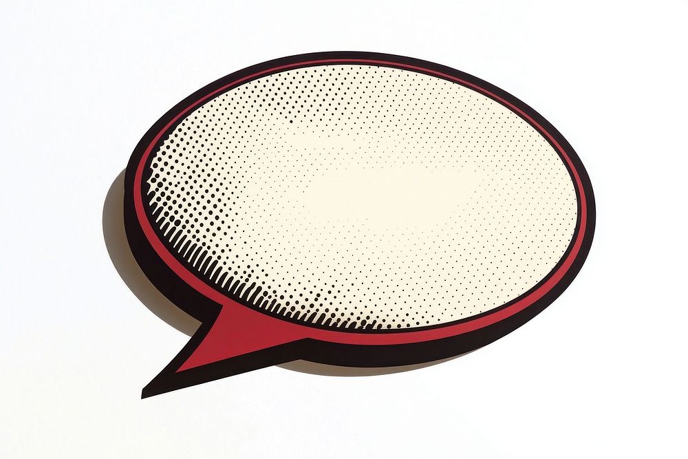 Empty white comic speech bubble with halftone shadows illustration style art.