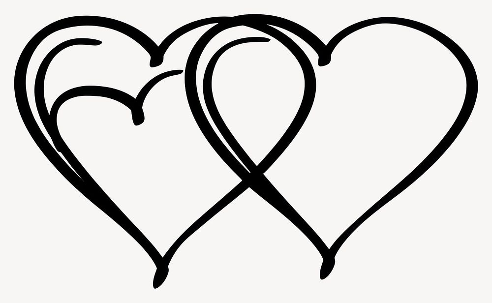 Intertwined hearts line art vector