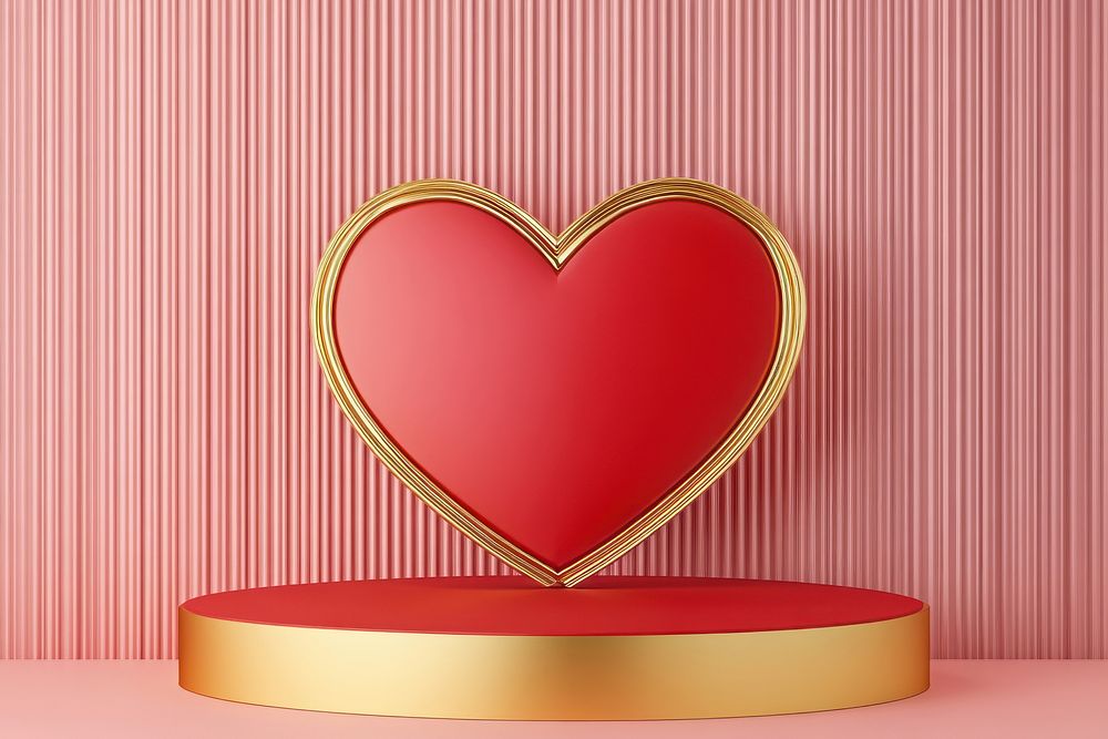 Heart-shaped illustration podium golden.