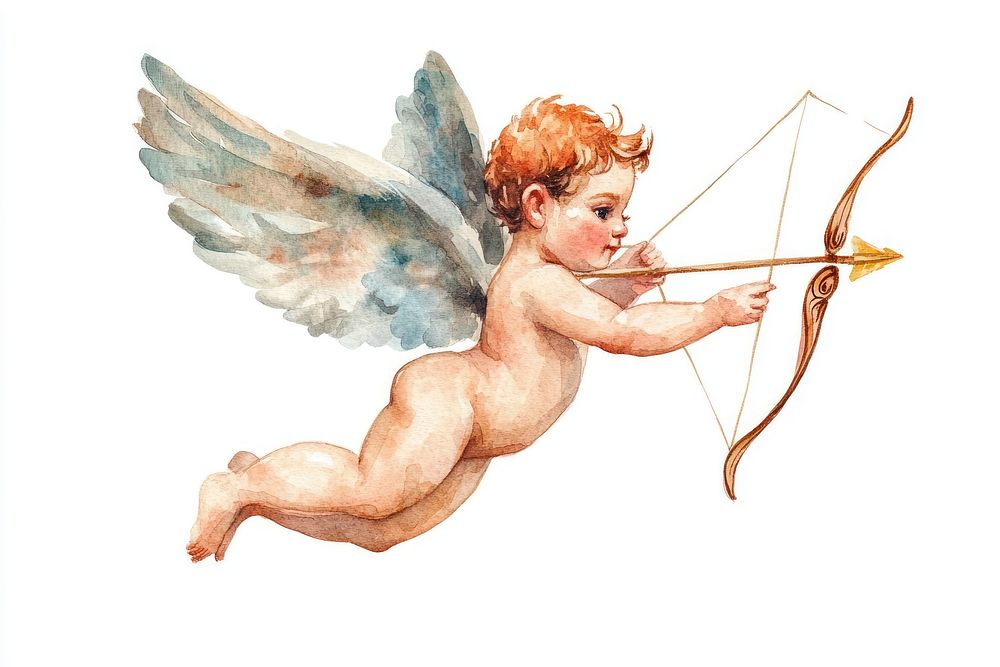 Cupid illustration watercolor arrow.