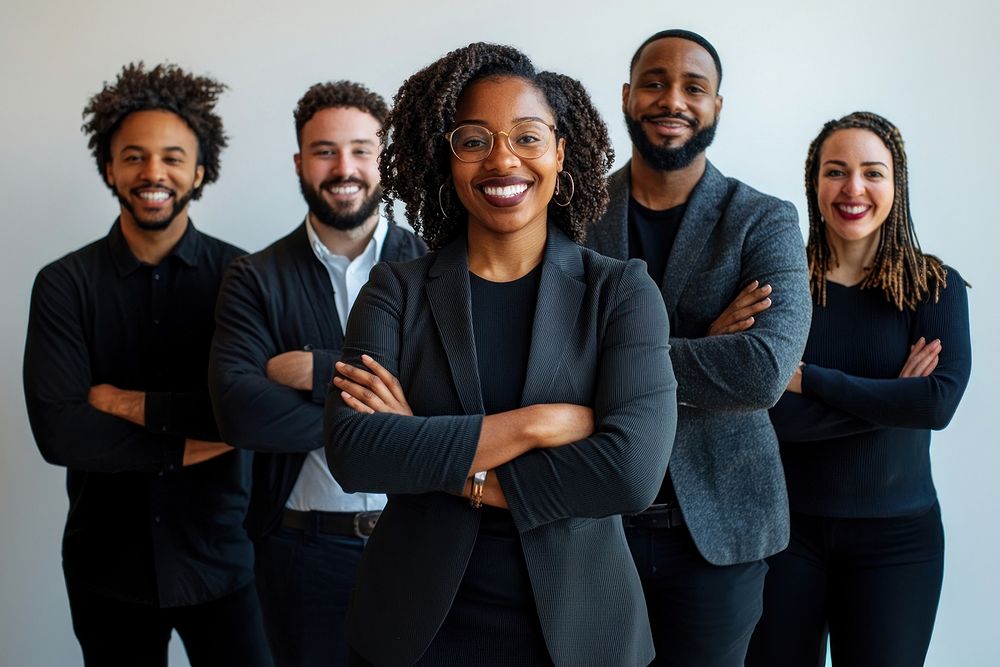 Businesspeople professionals smiling diverse.