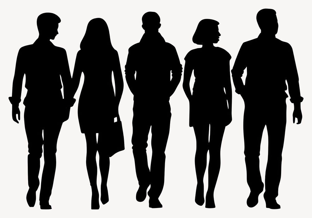 Group of people walking silhouette person group vector