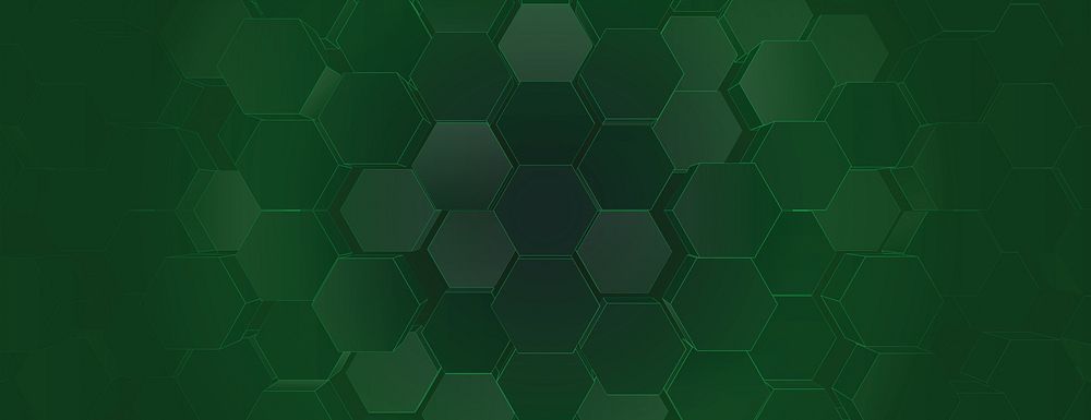 Green hexagonal pattern background with a modern, textured style. The background features varying shades of green for depth.…